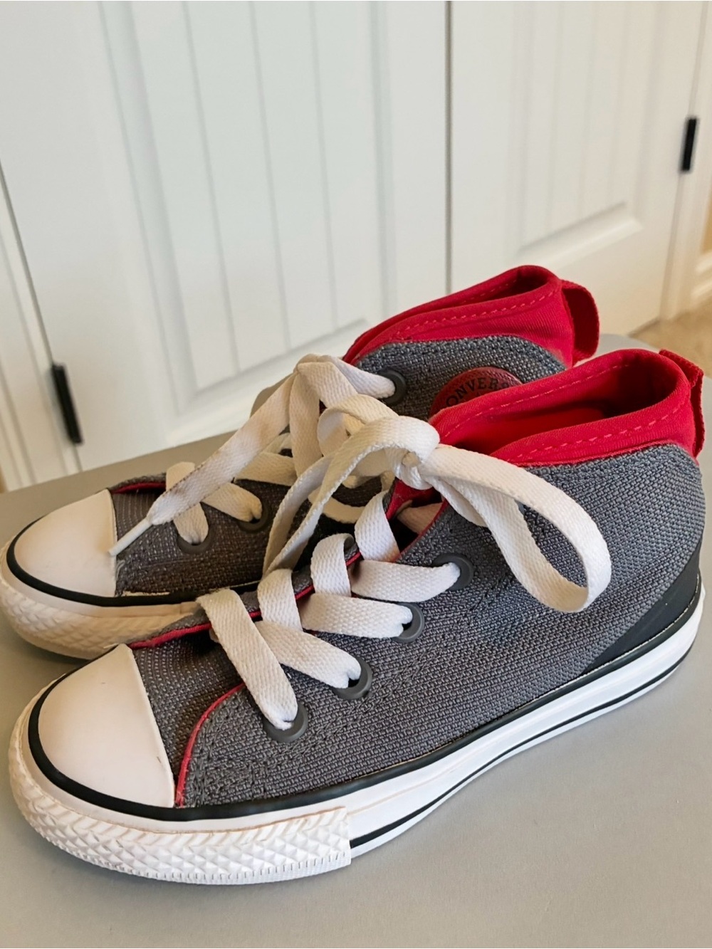Converse Kids' Gray & Red High-Top Sneakers